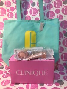 Clinique 4pc SAMPLER set in TOTE BAG - Moisture Surge, MS Mask, Liquid Soap, Eye