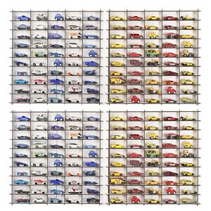 1:64 Toy Car Wall Shelf, Hotwheels Matchbox Compatible Display Case for 200 Cars