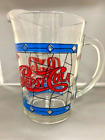Vintage Pepsi Cola Pitcher w/6 Glasses Tiffany Style Stained Glass Design 1970s