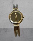 Movado Black Dial Stainless Steel Bangle Women's Watch Museum Watch Vintage