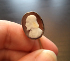 *RARE* STUNNING ANTIQUE ESTATE CARVED SHELL CAMEO BEARDED MAN 1.5 STICK PIN G984