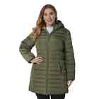 PASSAGE Olive Green Long Puffer Coat Jacket Outerwear with Hood 100% Polyester-L