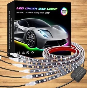 KORJO 6 Pcs Bluetooth 12V 300 LED Strip Car Underglow Lights Kit w/Color Chasing