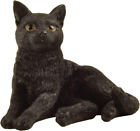 3 Inch Black Cat Lounging Hand Painted Mini Figurine Statue Sculpture  *NEW
