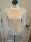 Magaschoni Ivory Cashmere Crew Neck Sweater w/ Floral Lace Sleeves, Size Small