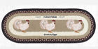 Braided Jute Hand Stenciled Oval Table Runner. Earth Rugs. CHICKEN. 13X36