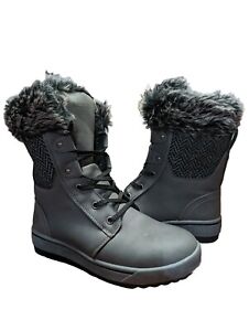 Northside Womens Brookelle Gray Snow Boots Fur Lined Size 7 Winter Lace Up EUC