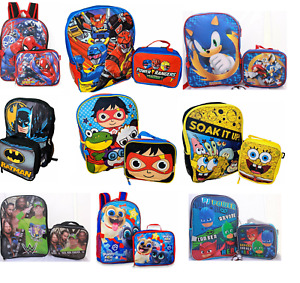 Little Boys School Large Backpack Lunch box Set Cartoon Book Bag Kids Children