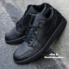 Nike Air Jordan 1 Low Shoes Triple Black 553558-093 Men's Multi Sizes NEW
