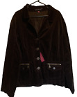 Vintage Gitano Jacket Womens Corduroy Button Coat 26W Y2K 80s 90s Brown NWT