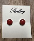 Genuine Red Coral stud earrings 925 sterling silver 11mm Round Large Studs