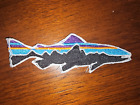 PATAGONIA FISH BLACK & BLUE Embroidered 4.25 x 1.5 Iron On  Patch