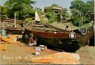 Rural life of Bangladesh Workers Repairing Boats - Postcard FREE SHIPPING