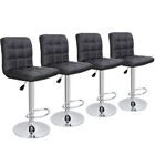 Set of 4 Bar Stools Adjustable Swivel Dining Chairs Modern Counter Black/White