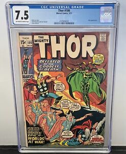 Thor #186 CGC 7.5! Hela appearance and cover! 1971! OW/W Pages!