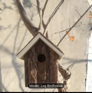 Rustic Bird House With Log Finish. 1 Inch Hole And Bottom Clean Out