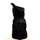 Max & Cleo Party Dress Womens Size 6 Black One Shoulder Ruched