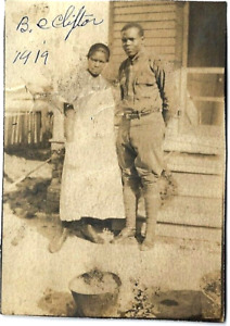 New ListingWWI Young African American Couple~Doughboy Soldier~Black Military~Vintage Photo