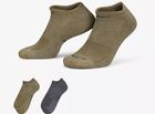 Men's Nike 2-Pack Everday Plus Cushioned No Show Socks Olive/gray