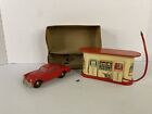 Vintage Distler Electric Filling Gas Station And Metal Car Made In Germany Marx