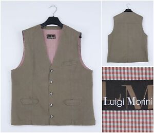 Mens Waistcoat XL Size US 46 Vintage Brown Formal LUIGI MORINI Dress Vest