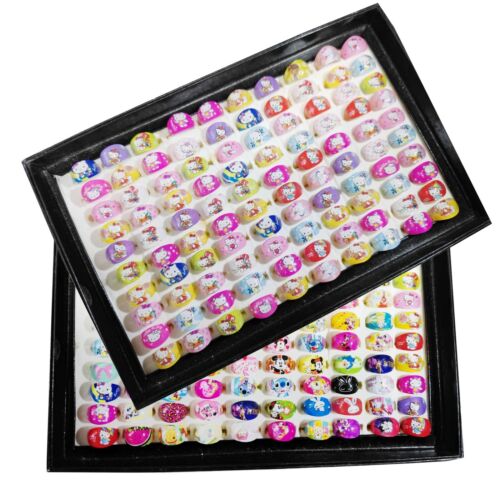 Wholesale 150Pcs Mixed Lots Cute Cartoon  Kids Resin Lucite Rings party Jewelry