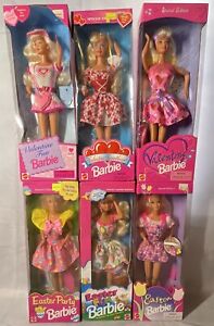Valentine & Easter Barbie Dolls Lot Of 6 Vintage 1990s MATTEL NIB
