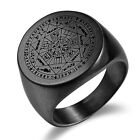 Men's Stainless Steel/Yellow Gold Plated Seals of The Seven Archangels Band Ring