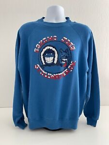 Vintage Eskimo Joes Sweatshirt Mens 2XL Blue Stillwater OK Crew Neck USA MADE