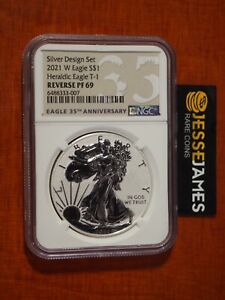 2021 W REVERSE PROOF SILVER EAGLE NGC PF69 T1 ONE COIN FROM THE DESIGNER SET