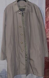 Vintage Men's London Fog  Trench Coat Khaki Zip Out Pile Lining XL LONG USA