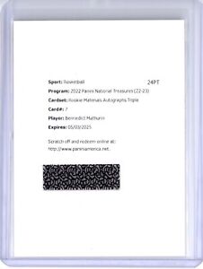 BENNEDICT MATHURIN 2022 NATIONAL TREASURES ROOKIE MATERIALS TRIPLE JERSEY AUTO