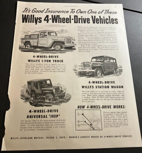 1951 Willys 4-Wheel Drive - Vintage Original Print Ad - Jeep / Wagon / Truck