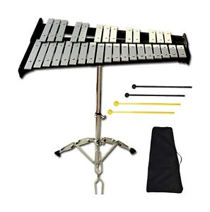 32 Note Glockenspiel Xylophone Percussion Kit with Height Adjustable Stand, D...