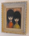 Big Eye sad Original oil painting Sisters Girls Excellent By H. PANG ? 19x23