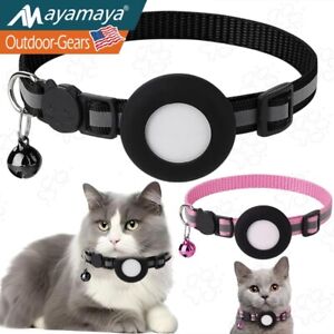 AirTag Cat Collar Reflective Air Tag Dog Pet Collar with Bell Breakaway Safety