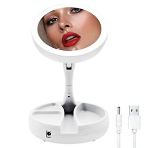 Lighted Makeup Mirror with Magnification 1X/10X Magnifying 21 Led Lights Travel