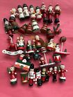 Lot Of 39 Vintage Wooden  Christmas Ornaments Santa Snowman Birds Soldiers As Is