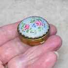 Vintage Guilloche Enameled Rose Gold Tone Pill Box trinket purse compact dresser