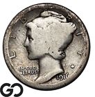 1916-D Mercury Dime, Highly Coveted Choice Good+ RARE Key Date ** Free Shipping!