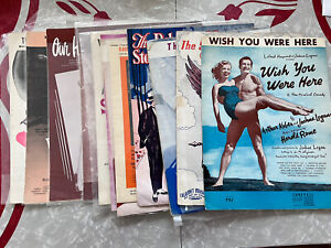 Vintage Lot Of 12 Sheets Of Music 1940’s To 1960’s Some Show Tunes