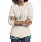 Cabi 3157 Lace Up Cable Knit Sweater Ivory Womens Size Small NWOT