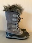 Sorel Joan Of Arctic Womens Winter Snow Boots Size 9 Gray Leather & Faux Fur EUC