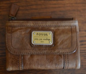 Fossil Long Live Vintage 1954 Clutch Wallet Leather Organizer Lambhide Brown 4x6