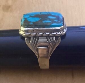VINTAGE Old Pawn Navajo Sterling Silver Turquoise Ring Size 10.5 NATIVE AMERICAN