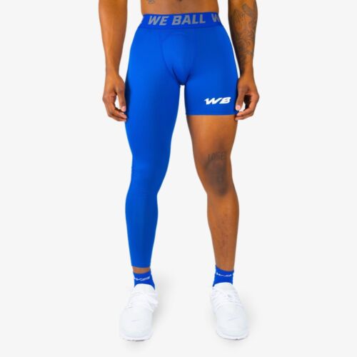 One Leg Compression Tights (Blue) - For Basketball, Football & Lacrosse