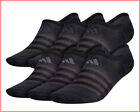 6 Pair- Adidas Superlite COMPRESSION SUPER NO SHOW Peds Linear Socks Wicks BLACK