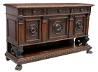 Antique Sideboard, Italian Renaissance Revival, Walnut, Figural Supports, 1800s!