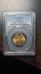 1981 Mo Mexico 1/4 Onza Quarter Ounce Gold Libertad PCGS MS67               2796