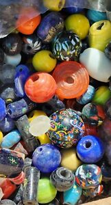 Lot of Glass Beads Large Sizes Mixed Colors 1 pound Antique Vintage